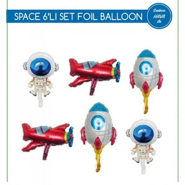6 lı Space Folyo Balon Seti ürün görseli 1