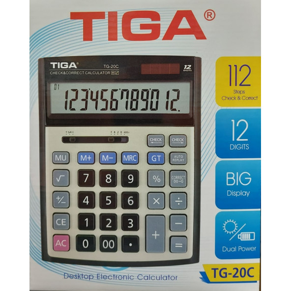 TIGA TG-20C 12 Hane Masaüstü Hesap Makinesi ürün görseli 1