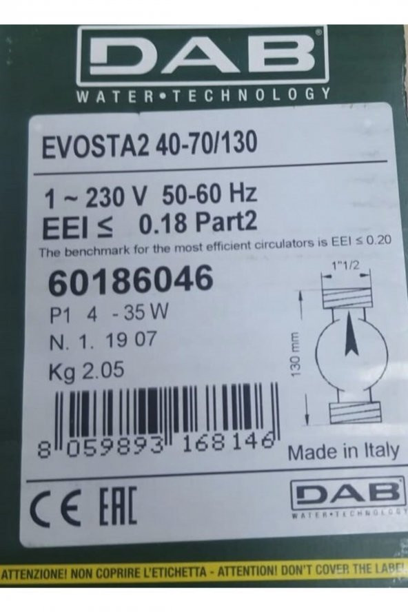 DAB Evosta2 Sirkülasyon Pompası 40-70/130 - Resim 2