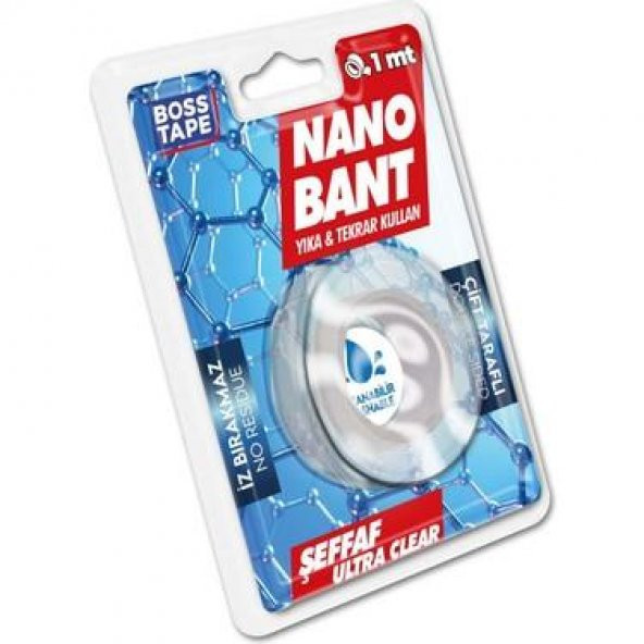 Boss Tape 2MM Şeffaf Nano Bant 19X1MT Blisterli ürün görseli 1