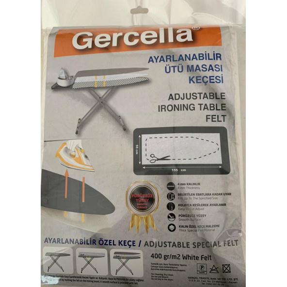 GERCELLA  AYARLANABİLİR ÜTÜ MASASI KILIFI ÖRTÜSÜ BEZİ KEÇESİ ürün görseli 1