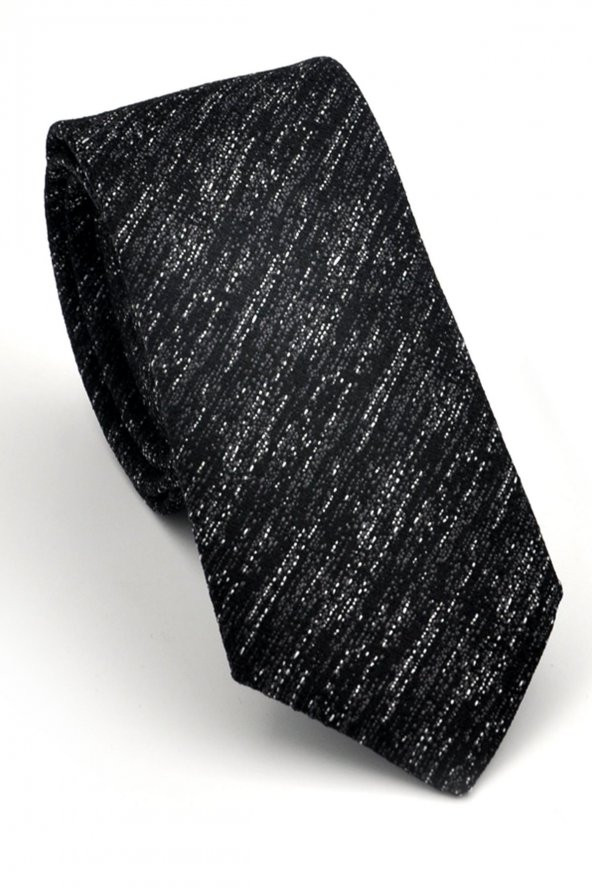 Füme Gri Kırcıl Desenli Siyah Dokuma Kumaş Mendilli Slim Fit Kravat // SDK230918 ürün görseli 1