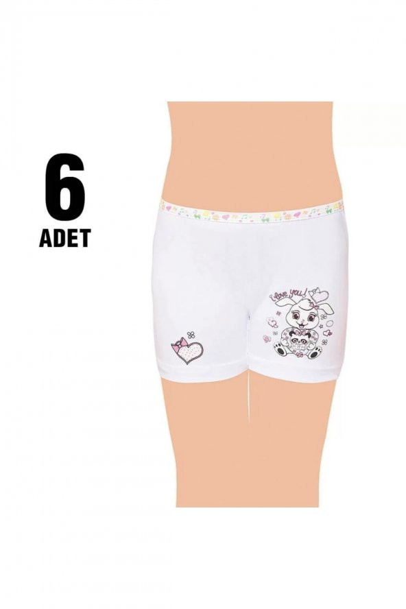 0181 Elestan Baskılı Kız Çocuk Boxer Şort 6lı ürün görseli 1