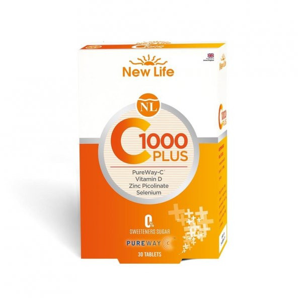 New Life C 1000 Plus 30 Tablet (Vitamin C, Vitamin D, Çinko ve Selenyum) ürün görseli 1