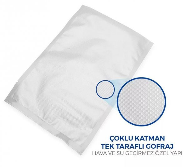 30X40 Tırtıklı 1 KG Gofrajlı 90 Mikron Ev Tipi Gıda Vakum Poşeti Torbası Bpa İçermez ürün görseli 1