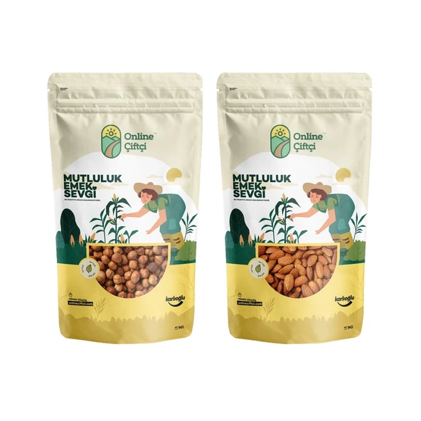 OnlineÇiftçi Çiğ Girsun Fındık 1KG + Çiğ Yerli Badem 1KG ürün görseli 1