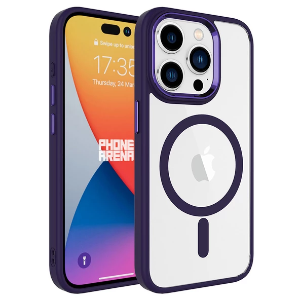 iPhone 15 Pro Kılıf Wireless Şarj Özellikli Krom Magsafe Silikon Kapak Kılıf ürün görseli 1