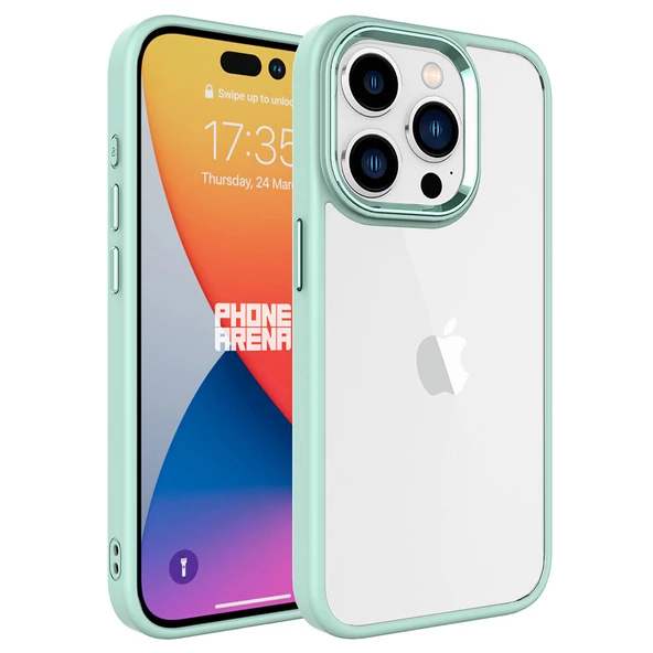 iPhone 15 Pro Kılıf Renkli Silikon Kenarlı Krom Kapak Kılıf ürün görseli 1