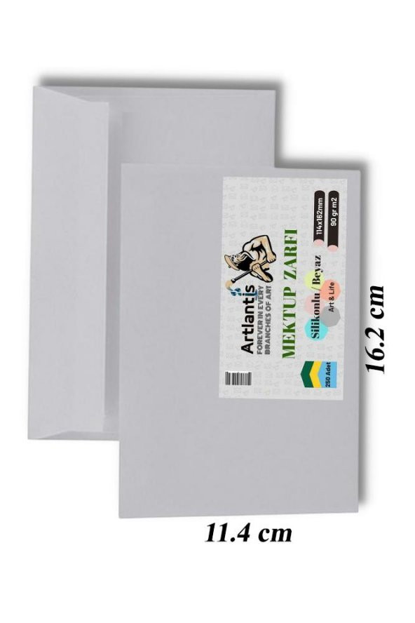 Mektup Zarfı Silikonlu 114x162 Mm 250 Adet 1 Paket Artlantis Cırtlı Beyaz Zarf Takı Zarfı Düğün Para Zarfı ürün görseli 1