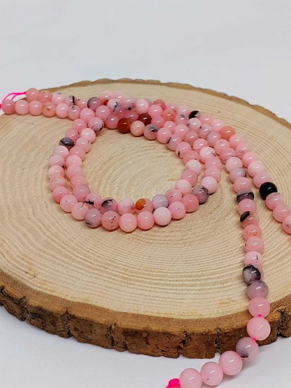 Pembe Siyah Alacalı Opal Taşı Dizi 6mm ürün görseli 1