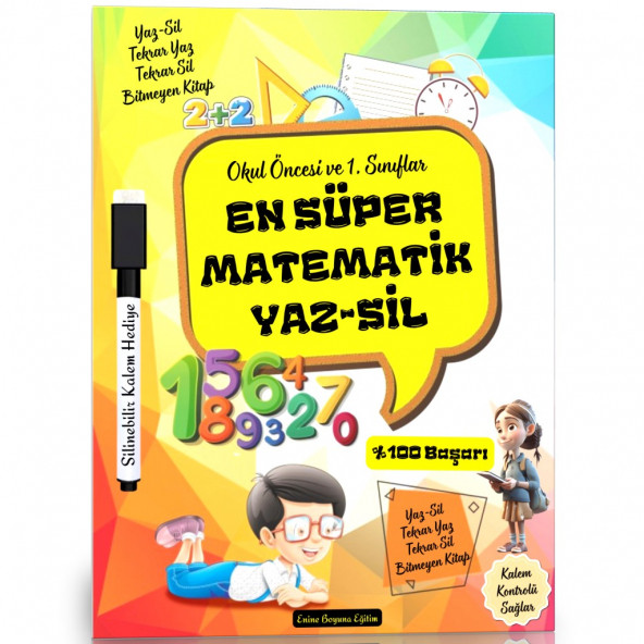 EN Süper Matematik YAZ-SİL Kitabı (Okul Öncesi ve 1.  Sınıflar İçin) ürün görseli 1