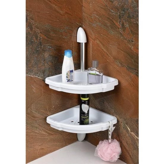 Çelik Ayna Banyo Köşe Rafı Şampuanlık İki Gözlü 135 ürün görseli 1