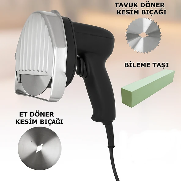Döner Kesme Makinası Elektirikli+Yedek Tavuk Döner Kesme Bıçağı+Ful yedek parça seti ürün görseli 1