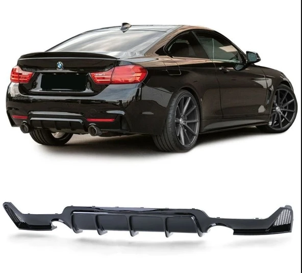 AUTOGP Bmw f32 f33 f36 arka tampon difüzörü 2 çıkış pianoblack 4 serisi ürün görseli 1