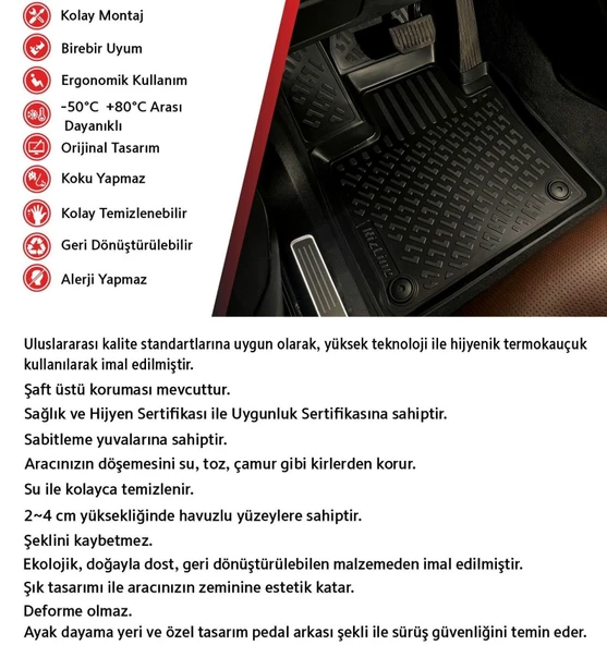 Rizline Mazda cx5 3d havuzlu paspas 2012 / 2017 Rizline - Resim 2