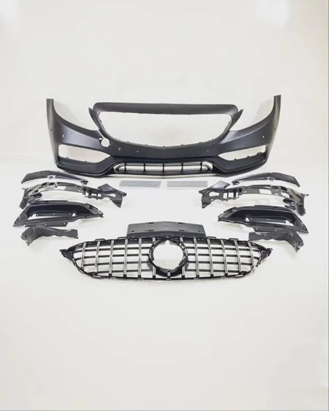 AUTOGP Mercedes w205 c63 ön tampon ve panjur seti siyah trim 2014 / 2018 ürün görseli 1