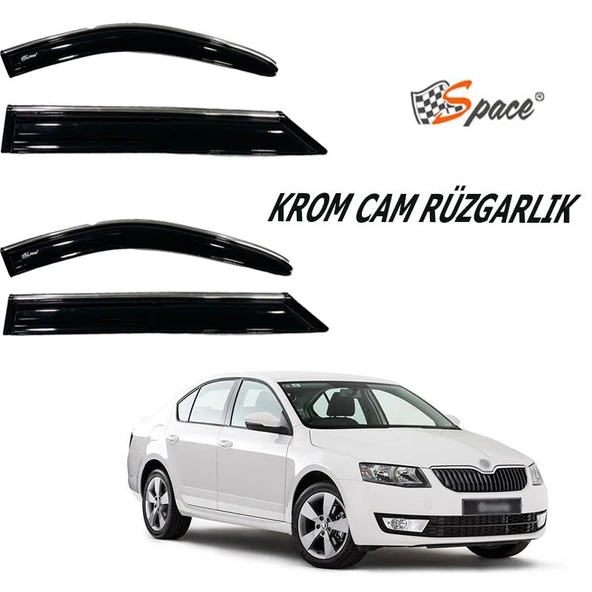 Space Skoda cctavia krom cam rüzgarlığı  2014-2020/ CARU421 ürün görseli 1