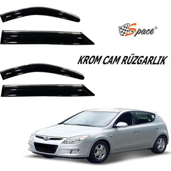 Space Hyundai I30 Krom cam rüzgarlığı 1.2mm  2009 4lü / CARU433 ürün görseli 1
