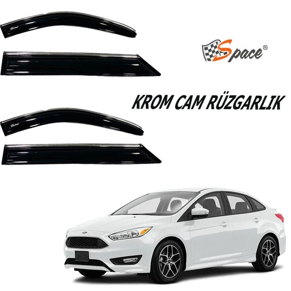 Space Ford Focus Sedan Krom cam rüzgarlığı  2012-2018/ CARU417 ürün görseli 1