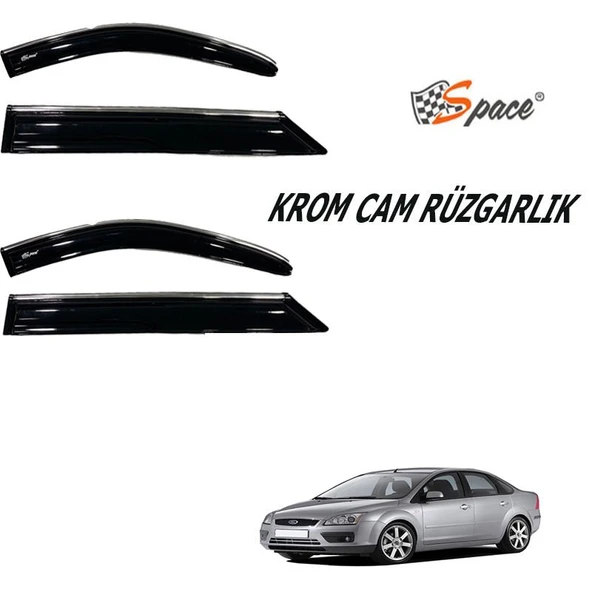 Space Ford Focus Krom cam rüzgarlığı 1.2mm 2005 4lü / CARU446 ürün görseli 1
