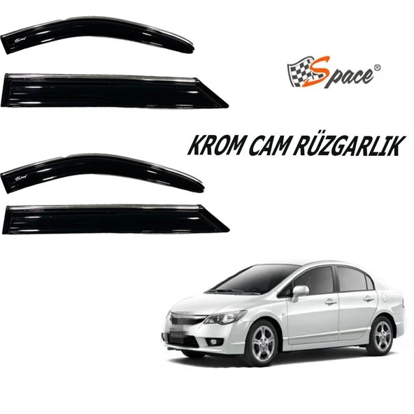 Space Honda civic uyumlu  Krom cam rüzgarlığı  2016-2021 CARU411 ürün görseli 1