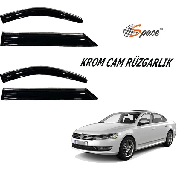 Space Volkswagen Passat B7 Krom cam rüzgarlığı 2011-2018 / CARU406 ürün görseli 1