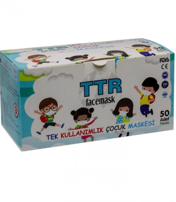 Ttr Facemask Tek Kullanımlık Çocuk Maske Beyaz 50 Li ürün görseli 1