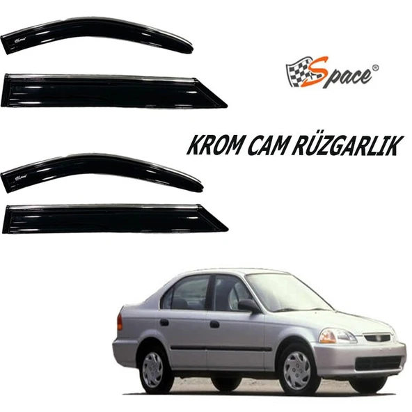 Space Honda civic uyumlu cam rüzgarlığı kromlu 1996 / 2001 ürün görseli 1