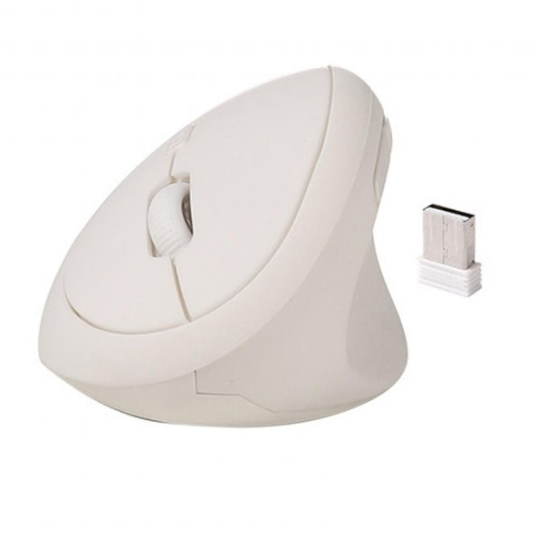 Valkyrie Y08 Dikey Kablosuz 2.4G Sessiz Şarjlı 6 Tuşlu Vertical Mouse 1600DPI 400mAh Beyaz ürün görseli 1