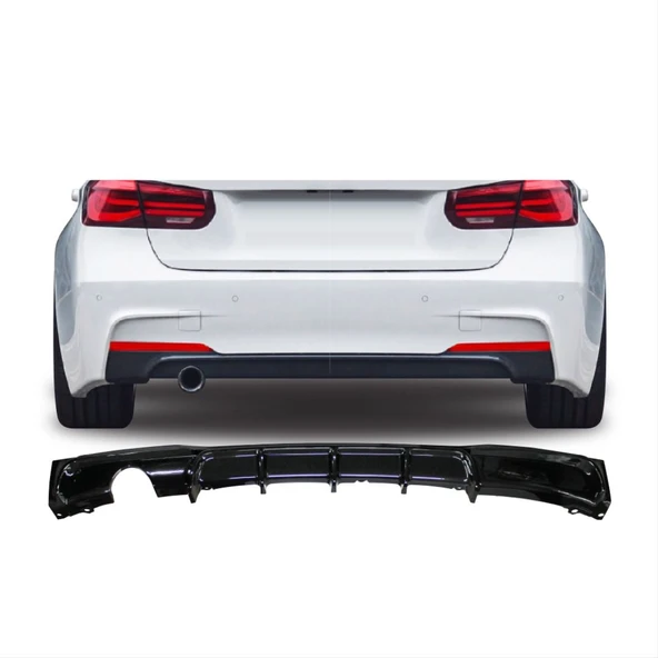 AUTOGP Bmw f30 arka tampon difüzörü tek çıkış pianoblack ürün görseli 1