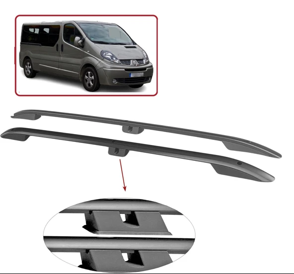 NİKEN Renault trafic tavan çıtası port bagaj taşıyıcı kısa siyah 2001 / 2014 ürün görseli 1