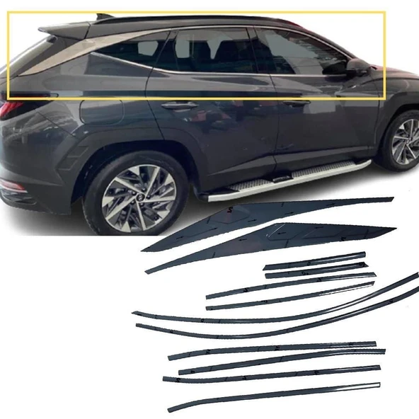 AUTOGP Hyundai tucson cam çerçevesi kenar çıtası krom tamtur 2021+ 10 parça ürün görseli 1