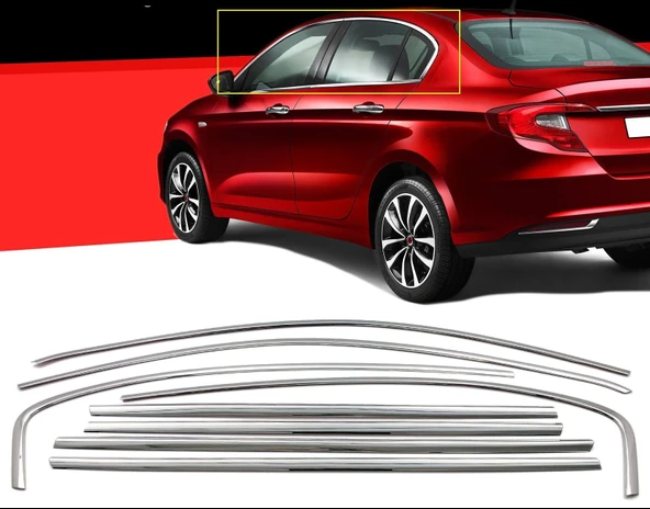 AUTOGP Fiat egea sedan cam çerçevesi kenar çıtası krom tamtur 8 parça 2015+ ürün görseli 1
