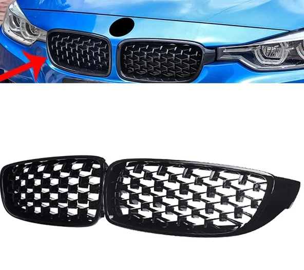 AUTOGP Bmw F32 F33 F36 ön panjur ızgara böbrek diamond siyah ürün görseli 1
