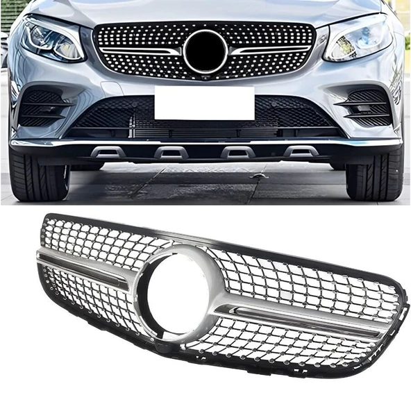 AUTOGP Mercedes glc diamond ön panjur ızgara gri w253 ürün görseli 1