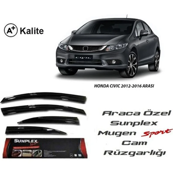 SUNPLEX Honda civic fb7 cam rüzgarlığı mugen tip sunplex 2012 / 2016 ürün görseli 1