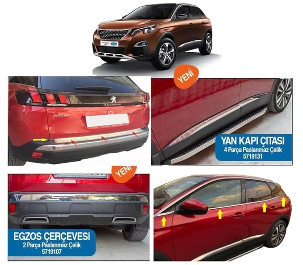NİKEN Peugeot 3008 full krom seti komple nikelajı kaplama 2017+ ürün görseli 1