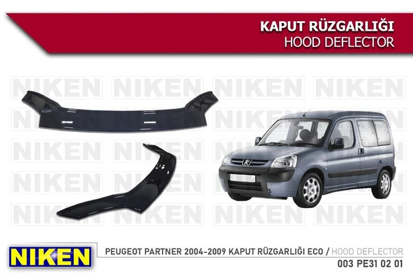 NİKEN Peugeot partner kaput rüzgarlığı koruyucu 2004 / 2009 ürün görseli 1