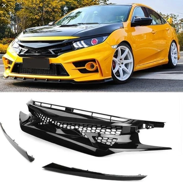 AUTOGP Honda civic fc5 için uygundur ön panjur ızgara ve far kaşları fc450 model 2016+ ürün görseli 1