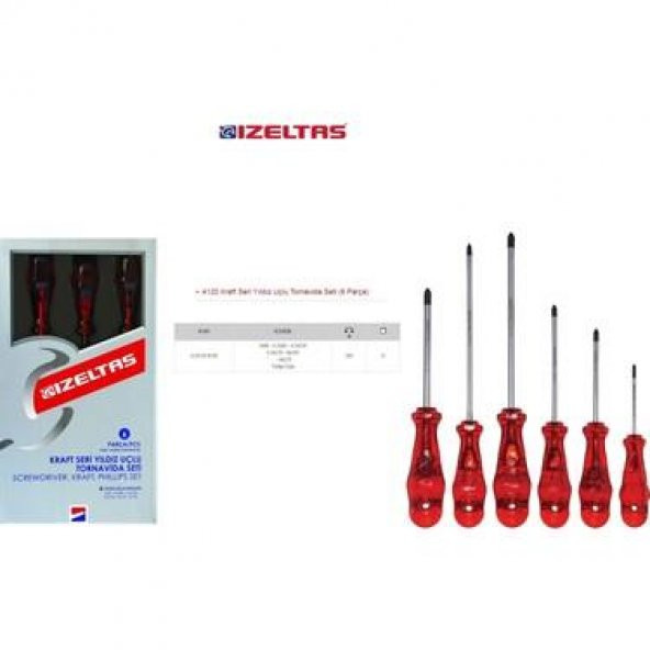 İzeltaş Kraft Seri Yıldız Uçlu Tornavida 6 Lı Takım 4120008106 ürün görseli 1