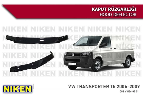 NİKEN Vw transporter t5 kaput rüzgarlığı koruyucu 2004 / 2009 ürün görseli 1