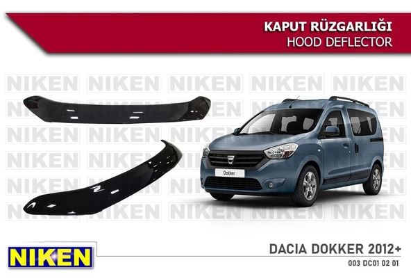 NİKEN Dacia dokker kaput rüzgarlığı koruyucu 2012+ ürün görseli 1