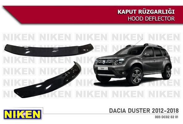 NİKEN Dacia duster kaput rüzgarlığı koruyucu 2010 / 2018 ürün görseli 1