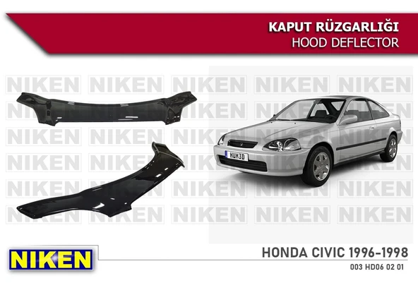 NİKEN Honda civic uyumlu kaput rüzgarlığı koruyucu 1996/ 1998 ürün görseli 1