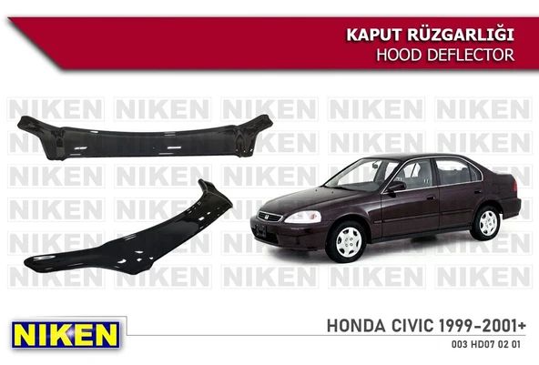 NİKEN Honda civic uyumlu kaput rüzgarlığı koruyucu 1999 / 2001 ürün görseli 1