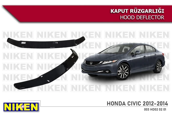 NİKEN Honda civic fb7 uyumlu kaput rüzgarlığı koruyucu 2012 / 2014 ürün görseli 1