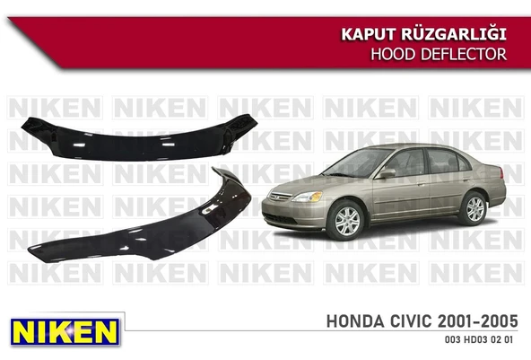 NİKEN Honda civic için uygundur kaput rüzgarlığı koruyucu 2001 / 2005 ürün görseli 1