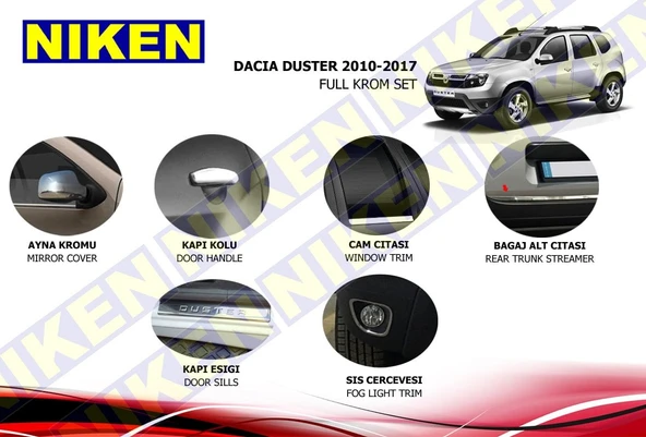 NİKEN Dacia duster krom nikelaj kaplama seti komple 2010 / 2017 ürün görseli 1