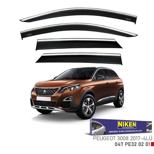 NİKEN Peugeot 3008 cam rüzgarlığı kromlu 2017+ niken ürün görseli 1