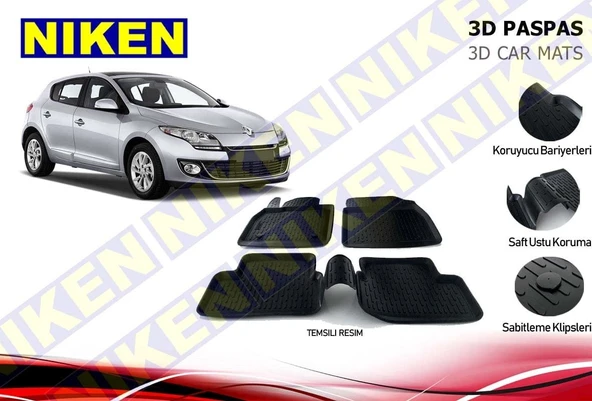 NİKEN Renault megane 3 3d havuzlu paspas 2009 / 2015 niken ürün görseli 1